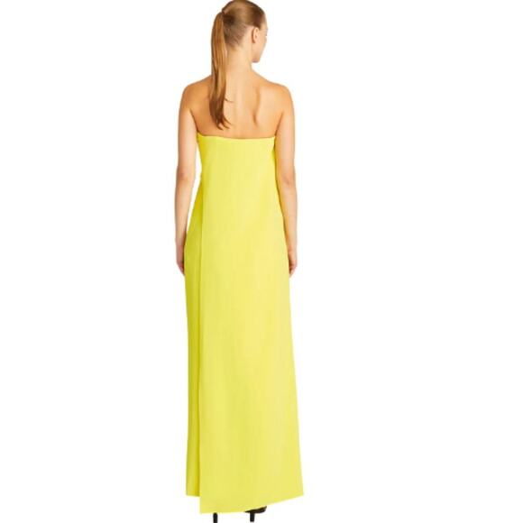 Halston Lil Crepe Jumpsuit in Bright Yellow Plus Size 16 - Picture 3 of 6